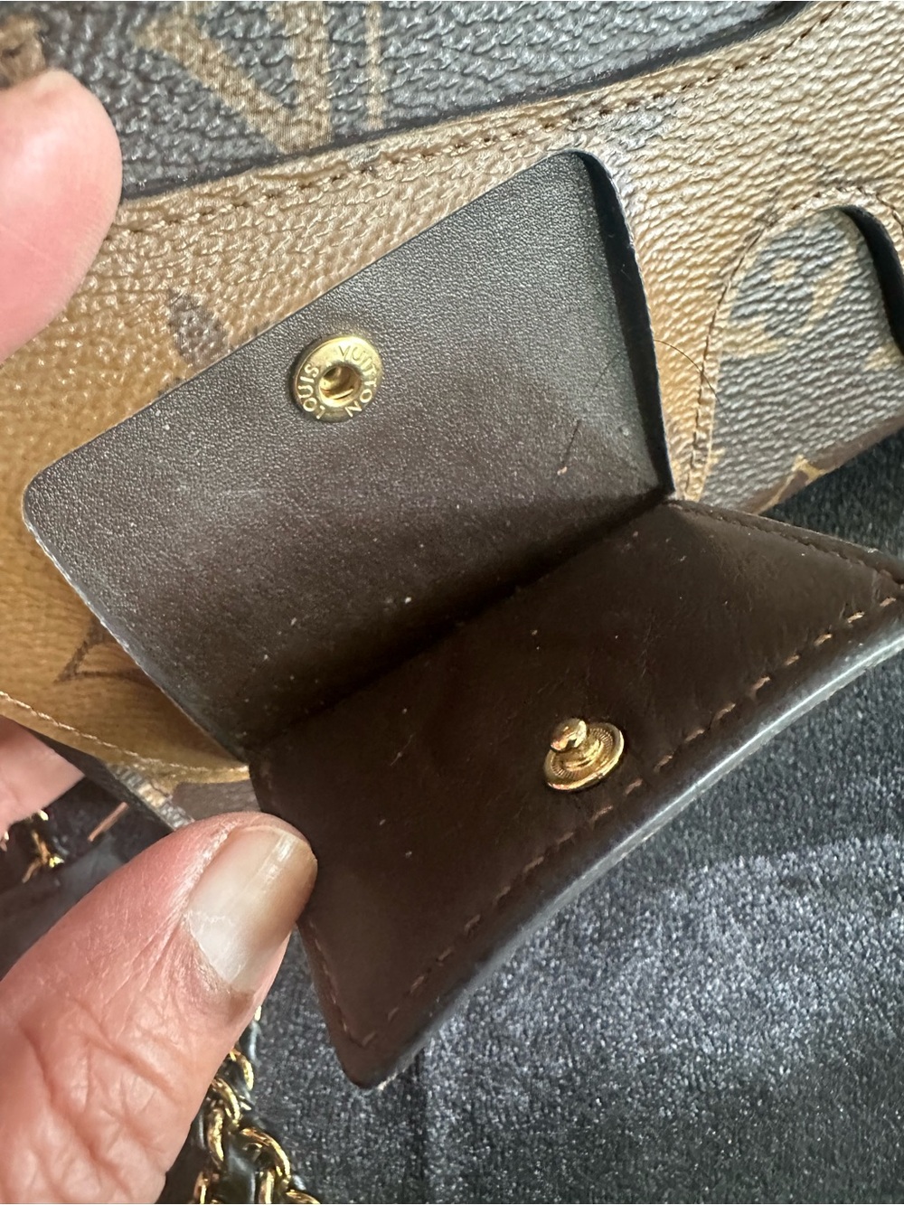 Louis Vuitton Monogram Brown & Tan Chain Wristlet Clutch - Picture 10 of 16